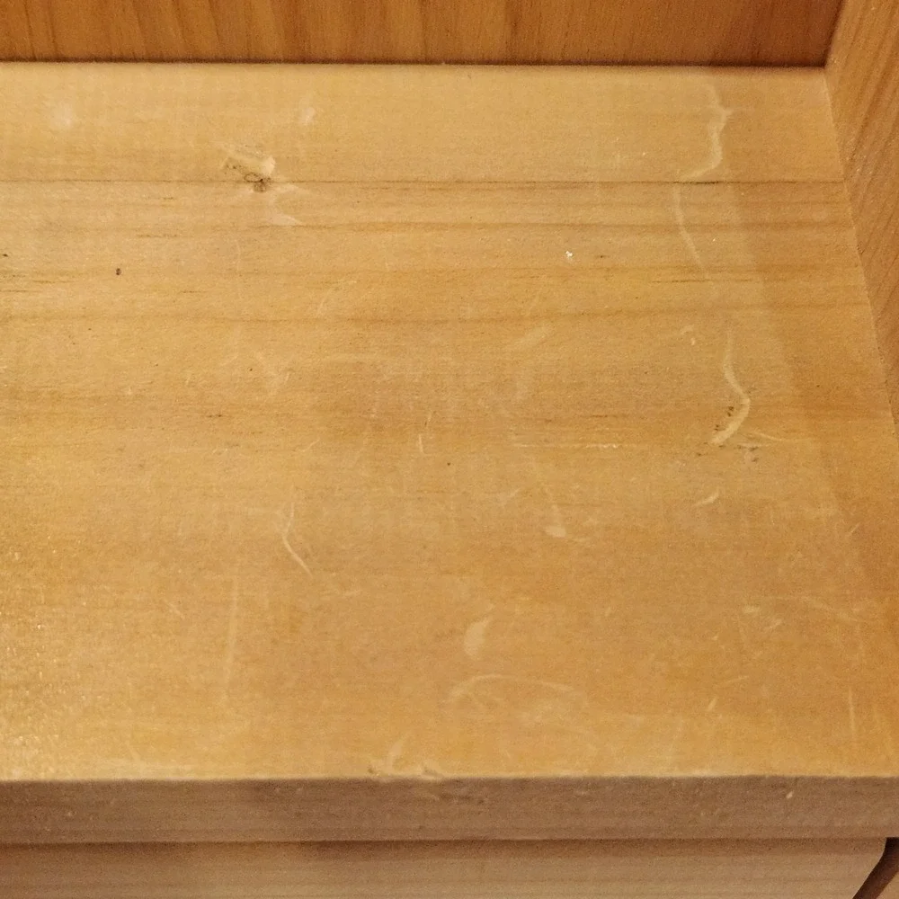 Cottagecore, Rustic Wood Shelf with Hidden Cubbie Natural Wood Tabletop